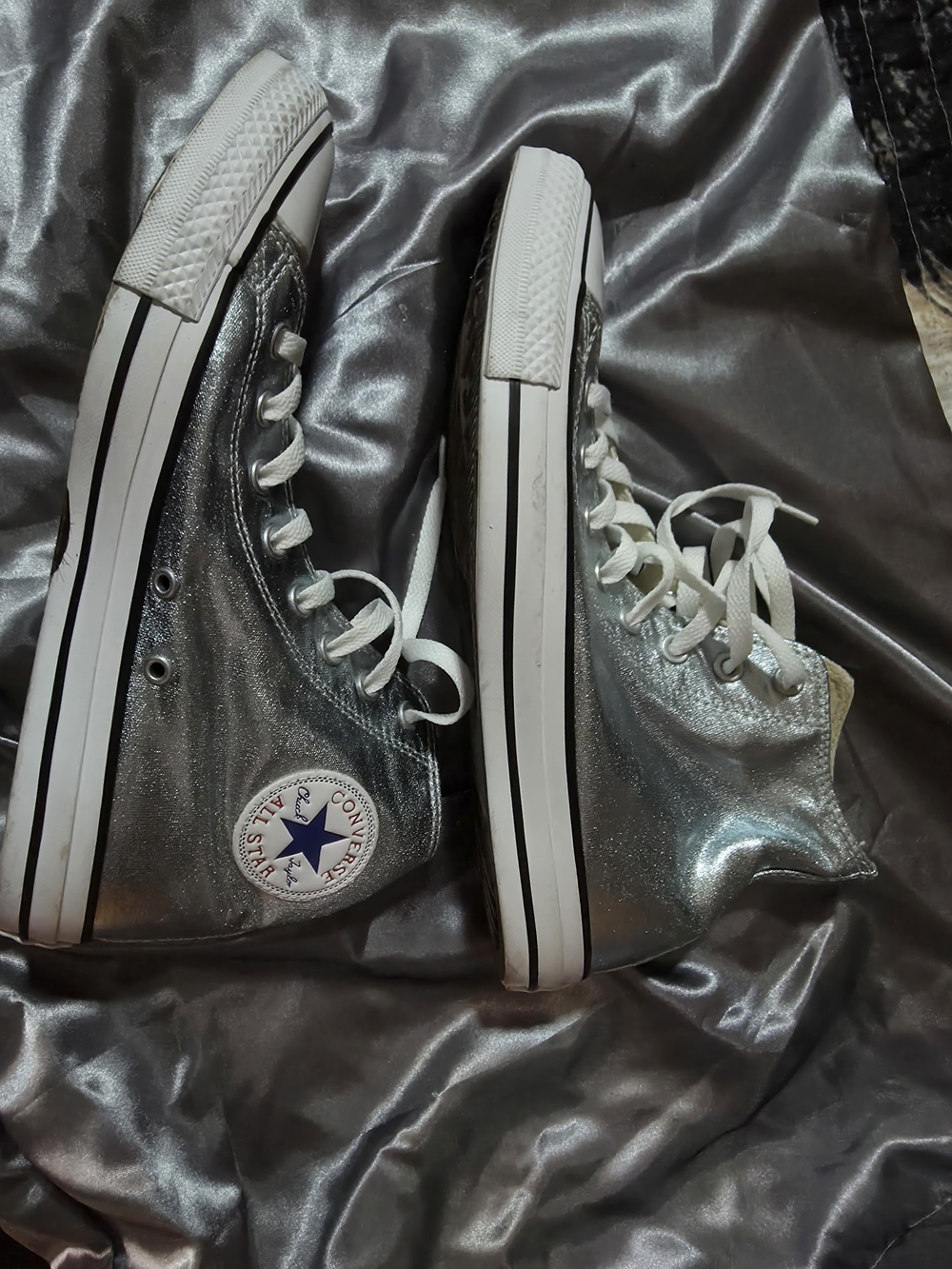 Converse Silver Metallic High Top Sneakers